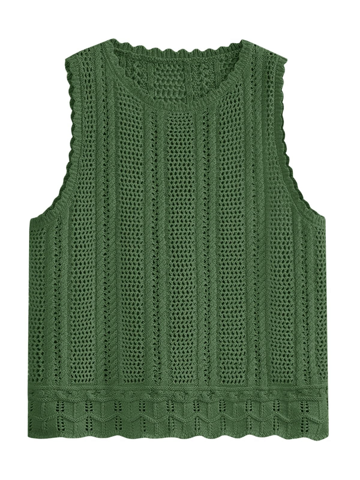Women’s Crochet Knit Tank Top – Lightweight Summer Sleeveless Sweater, Beach Vacation Casual Top
