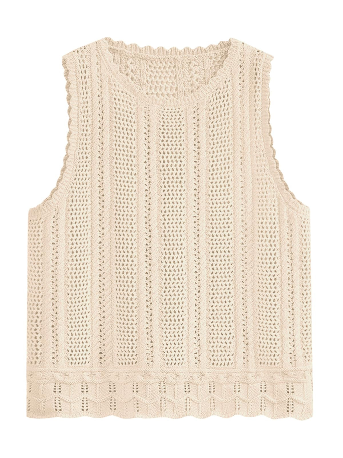 Women’s Crochet Knit Tank Top – Lightweight Summer Sleeveless Sweater, Beach Vacation Casual Top