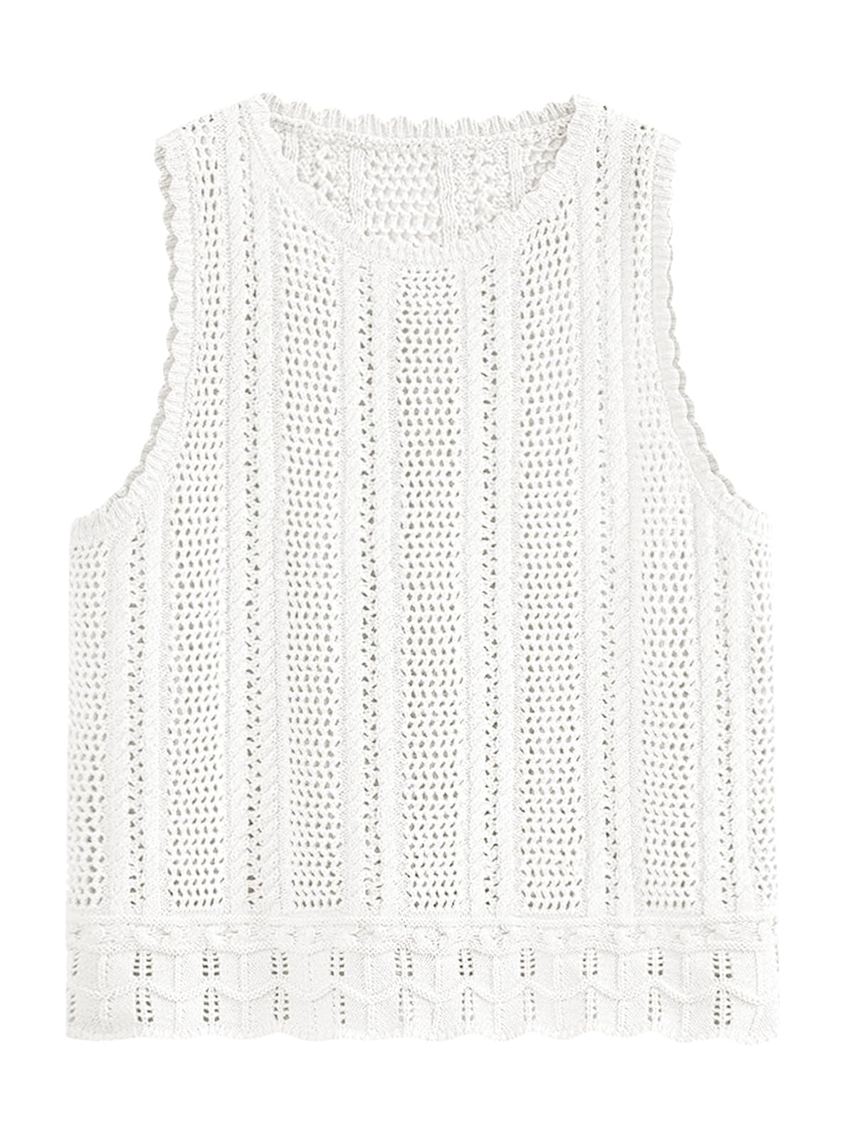 Women’s Crochet Knit Tank Top – Lightweight Summer Sleeveless Sweater, Beach Vacation Casual Top