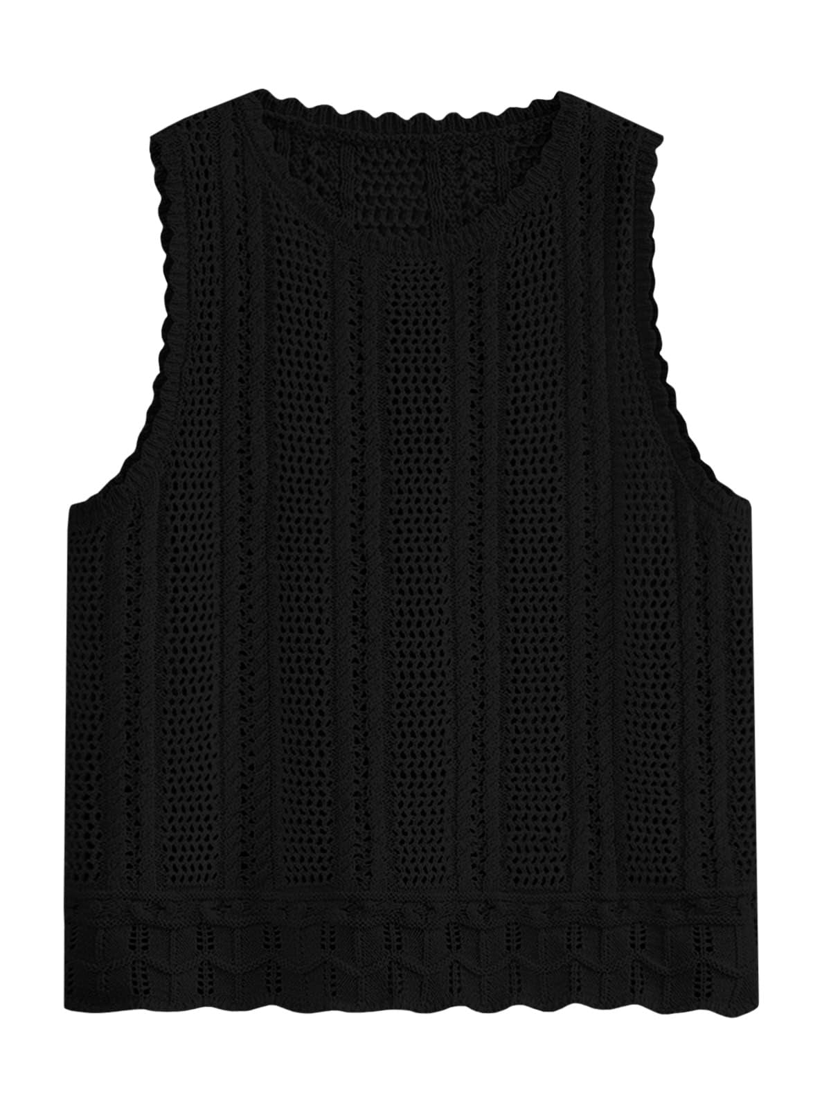 Women’s Crochet Knit Tank Top – Lightweight Summer Sleeveless Sweater, Beach Vacation Casual Top