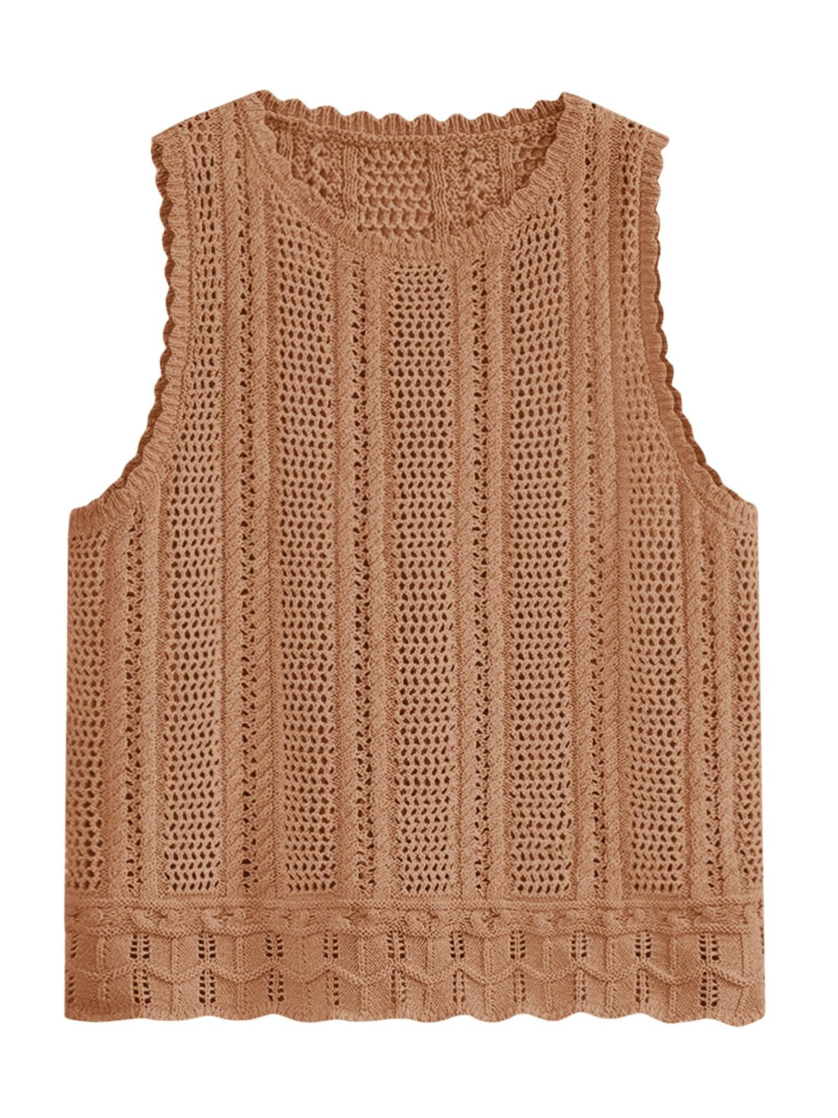 Women’s Crochet Knit Tank Top – Lightweight Summer Sleeveless Sweater, Beach Vacation Casual Top